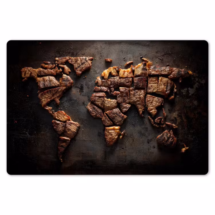 Wereldkaart - Gegrild vlees Placemat vinyl groot -zzsfeer1_Kitchenyeah-website