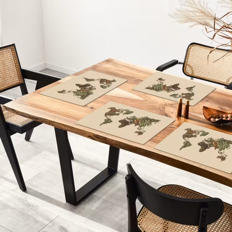 Wereldkaart - Kruiden - Kleurrijk Placemat vinyl groot -zzsfeer4_Kitchenyeah-website