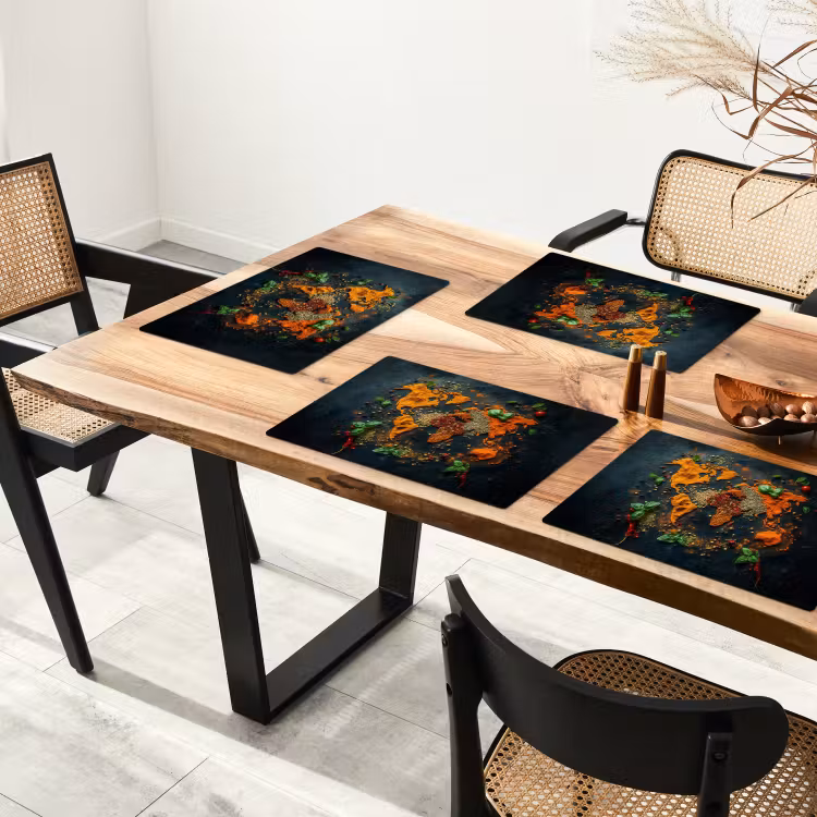 Wereldkaart - Kruiden - Levendige kleuren Placemat vinyl groot -zzsfeer4_Kitchenyeah-website
