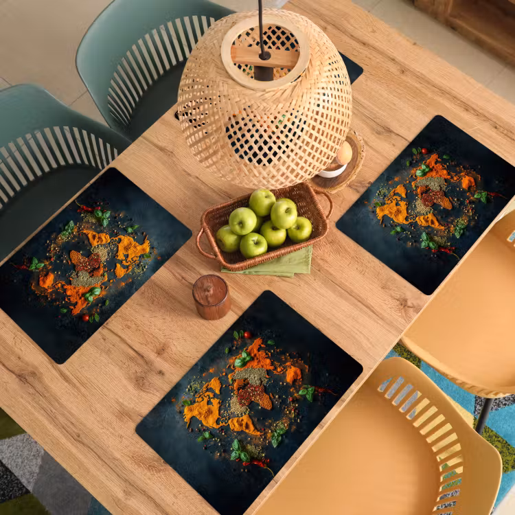 Wereldkaart - Kruiden - Levendige kleuren Placemat vinyl groot -zzsfeer5_Kitchenyeah-website