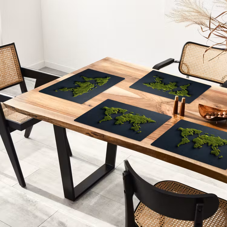 Wereldkaart - Mos -Levendig effect Placemat vinyl groot -zzsfeer4_Kitchenyeah-website