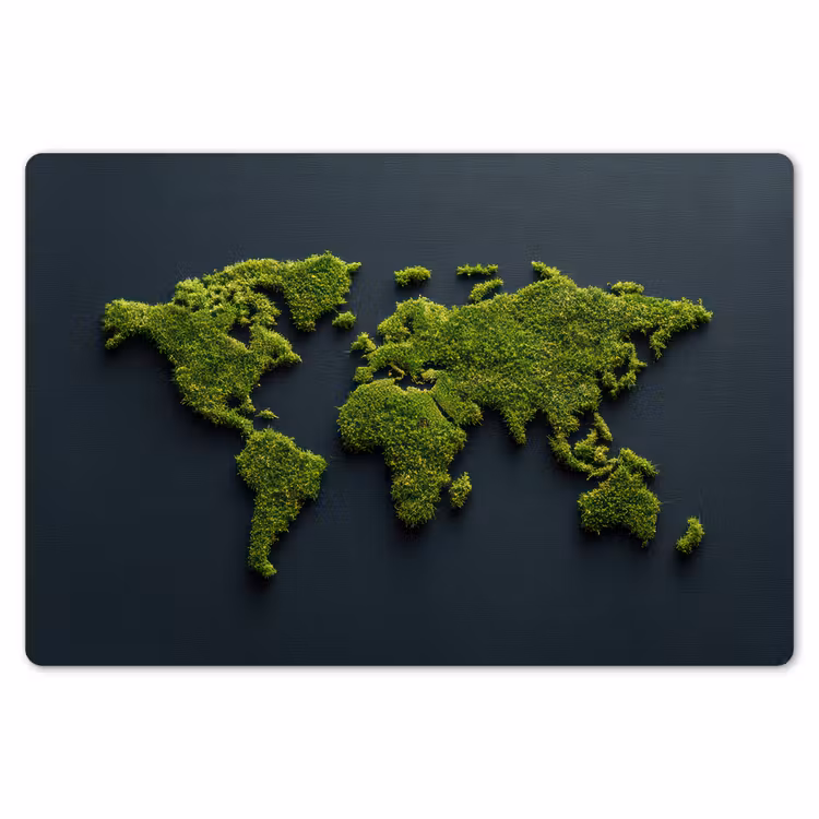 Wereldkaart - Mos -Levendig effect Placemat vinyl groot -zzsfeer1_Kitchenyeah-website