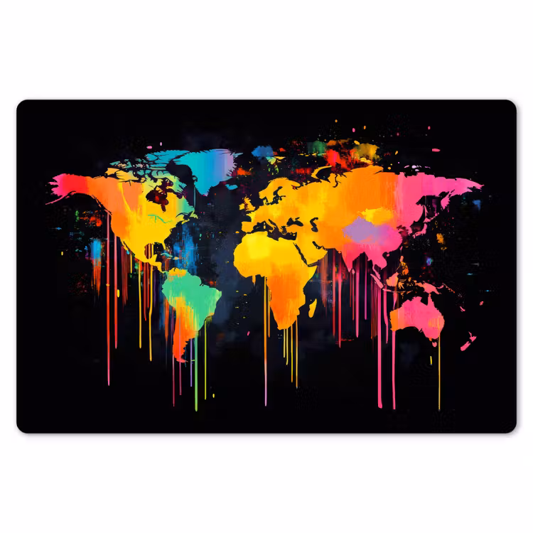 Wereldkaart - Verf - Kleurrijk - Graffiti - Wereld Placemat vinyl groot -zzsfeer1_Kitchenyeah-website