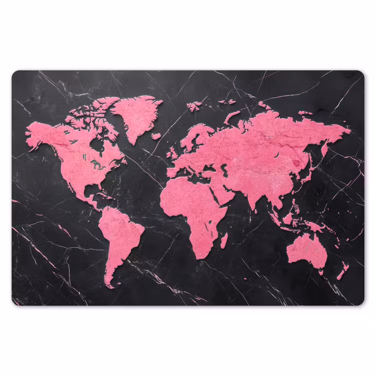 Wereldkaart - Roze - Marmer Placemat vinyl groot -zzsfeer1_Kitchenyeah-website
