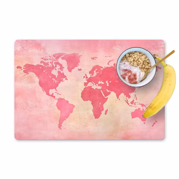 Wereldkaart - Roze - Vaag Placemat vinyl groot -zzzproduct_Kitchenyeah-website