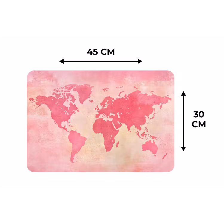 Wereldkaart - Roze - Vaag Placemat vinyl groot -specs