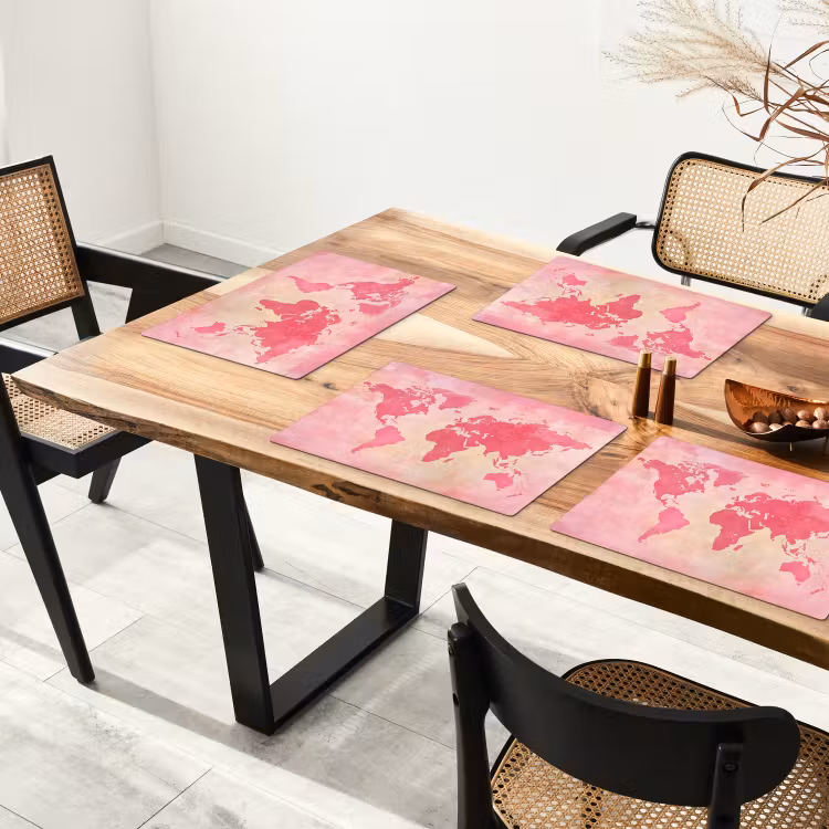 Wereldkaart - Roze - Vaag Placemat vinyl groot -zzsfeer4_Kitchenyeah-website