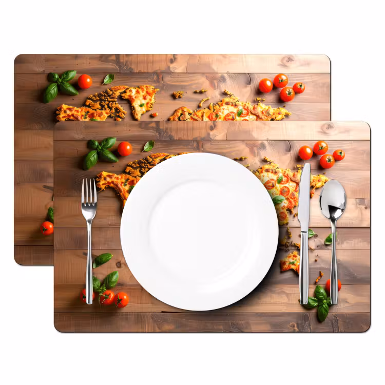 Wereldkaart - Pizza - Houten ondergrond Placemat vinyl groot -zzsfeer2_Kitchenyeah-website