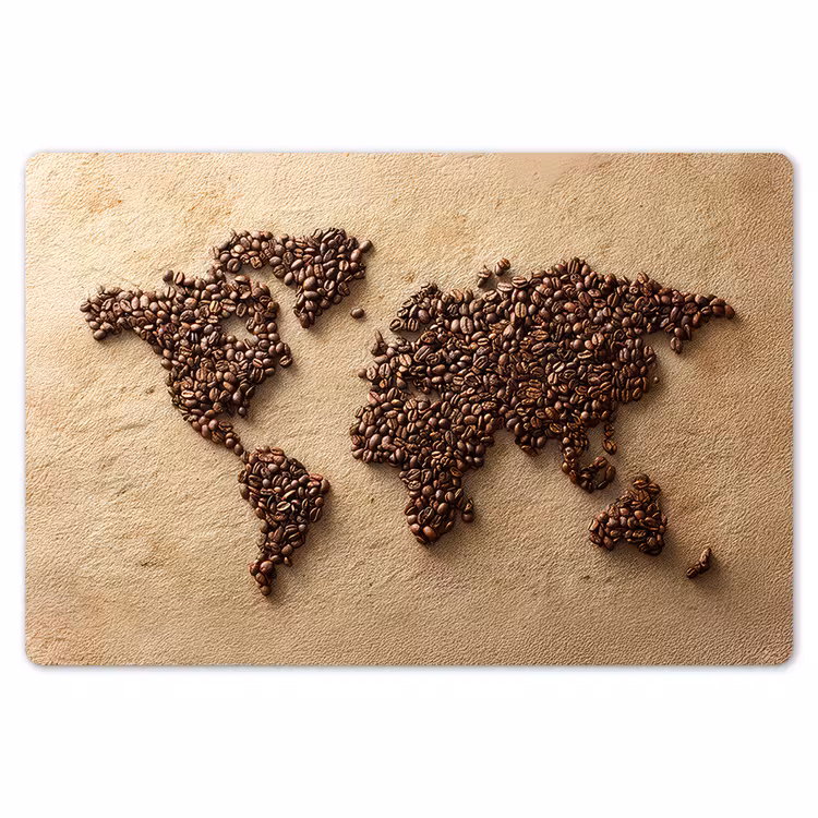 Wereldkaart - Zandkleur - Koffiebonen Placemat vinyl groot -zzsfeer1_Kitchenyeah-website