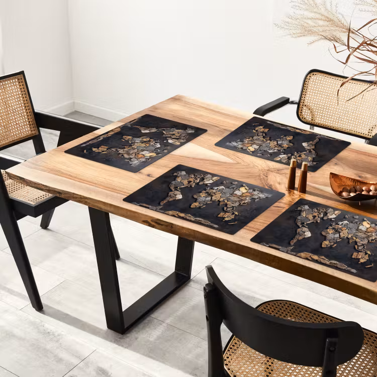 Wereldkaart - Stenen - Realistisch Placemat vinyl groot -zzsfeer4_Kitchenyeah-website