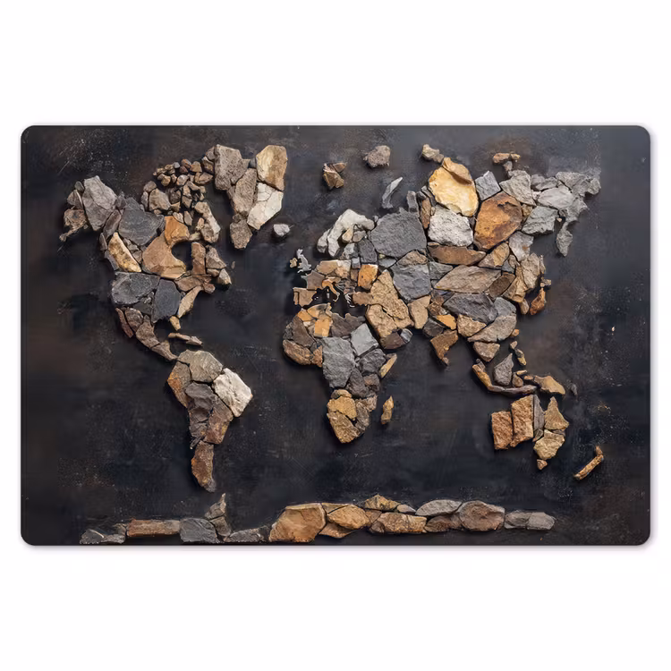 Wereldkaart - Stenen - Realistisch Placemat vinyl groot -zzsfeer1_Kitchenyeah-website