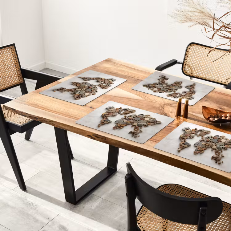 Wereldkaart - Stenen - Wit Placemat vinyl groot -zzsfeer4_Kitchenyeah-website