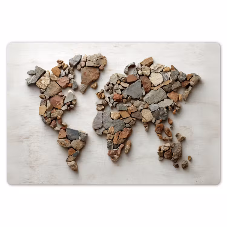 Wereldkaart - Stenen - Wit Placemat vinyl groot -zzsfeer1_Kitchenyeah-website
