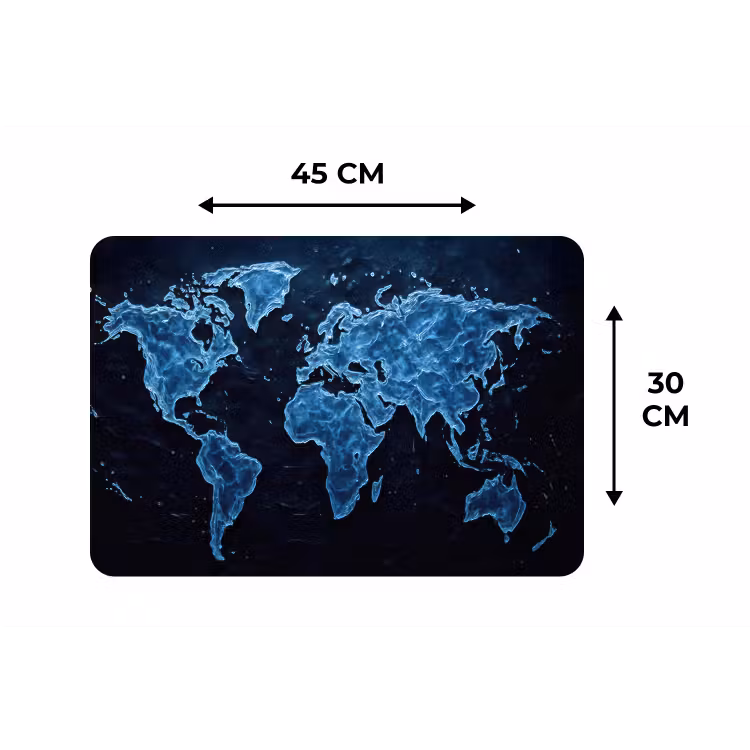 Wereldkaart - Waterstructuur - Blauw Placemat vinyl groot -specs