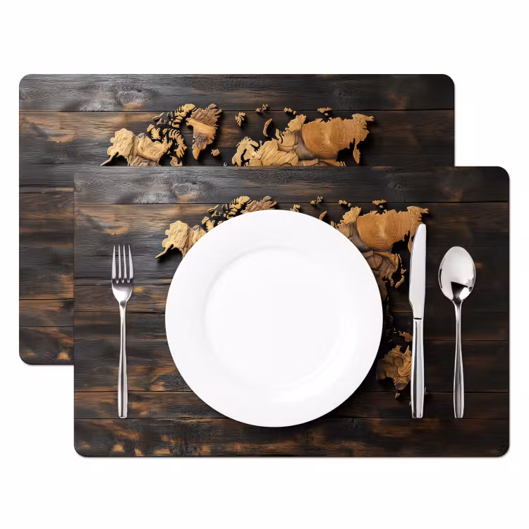 Wereldkaart - Hout - Mozaïek Placemat vinyl groot -zzsfeer2_Kitchenyeah-website