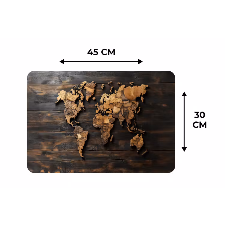 Wereldkaart - Hout - Mozaïek Placemat vinyl groot -specs