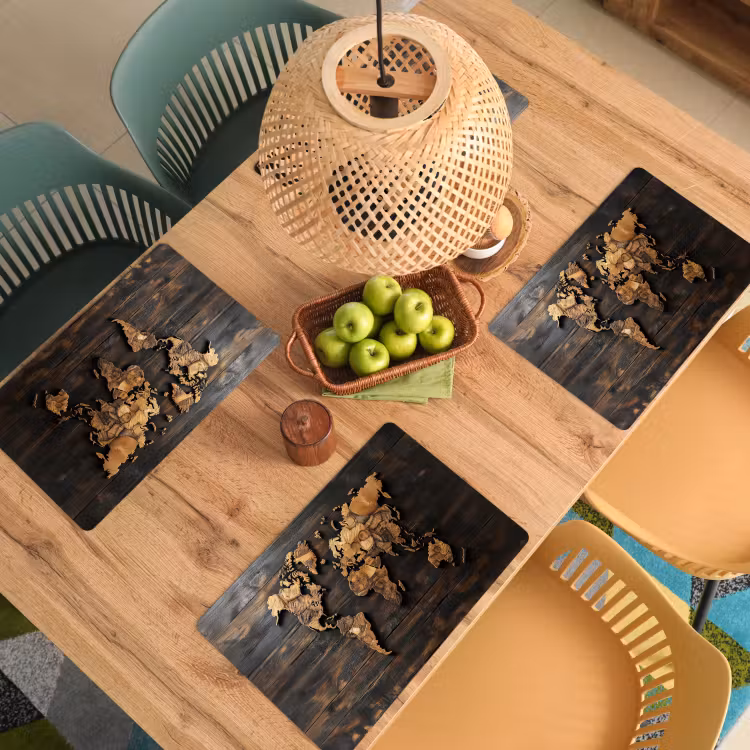 Wereldkaart - Hout - Mozaïek Placemat vinyl groot -zzsfeer5_Kitchenyeah-website