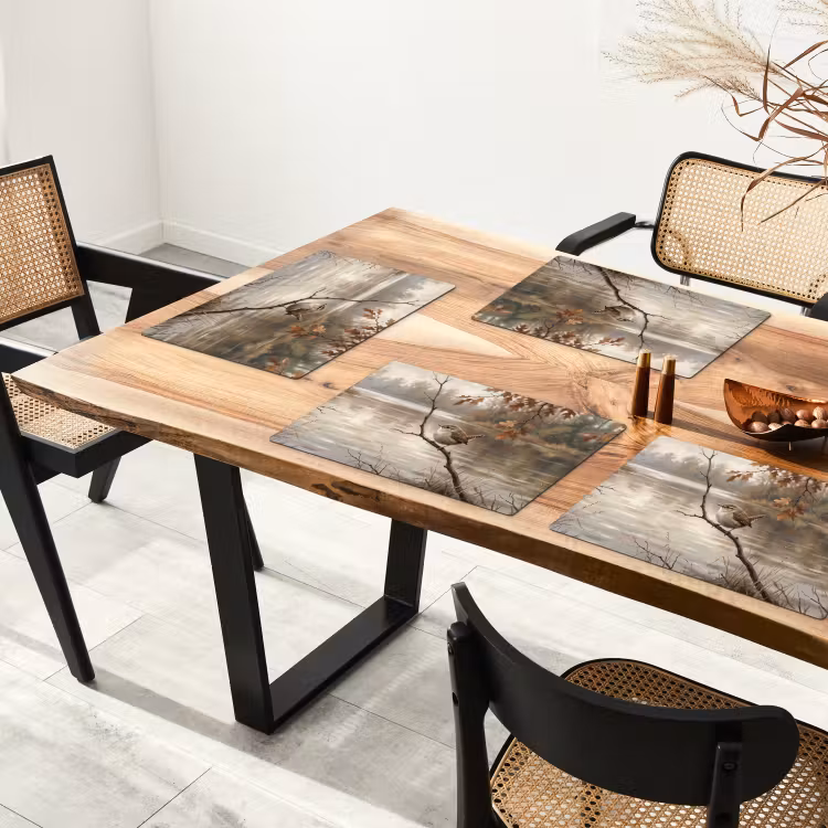 Winterkoninkje - Tak - Rivier - Natuur - Sfeervol Placemat vinyl groot -zzsfeer4_Kitchenyeah-website