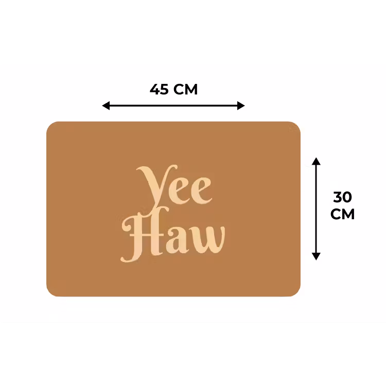 Yee haw - Bruin - Minimalistisch Placemat vinyl groot -specs