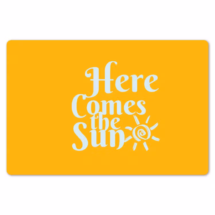 Geel - Blauw - Here comes the sun Placemat vinyl groot -zzsfeer1_Kitchenyeah-website