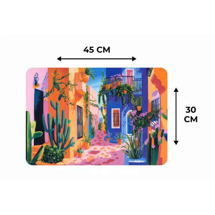 Geel - Blauw - Oranje - Huis Placemat vinyl groot -specs