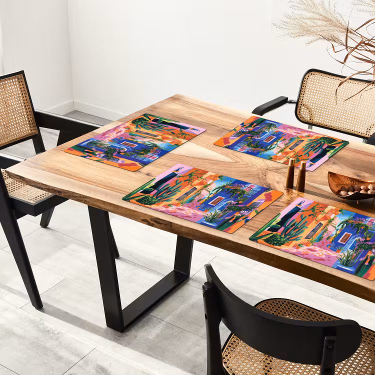 Geel - Blauw - Oranje - Huis Placemat vinyl groot -zzsfeer4_Kitchenyeah-website