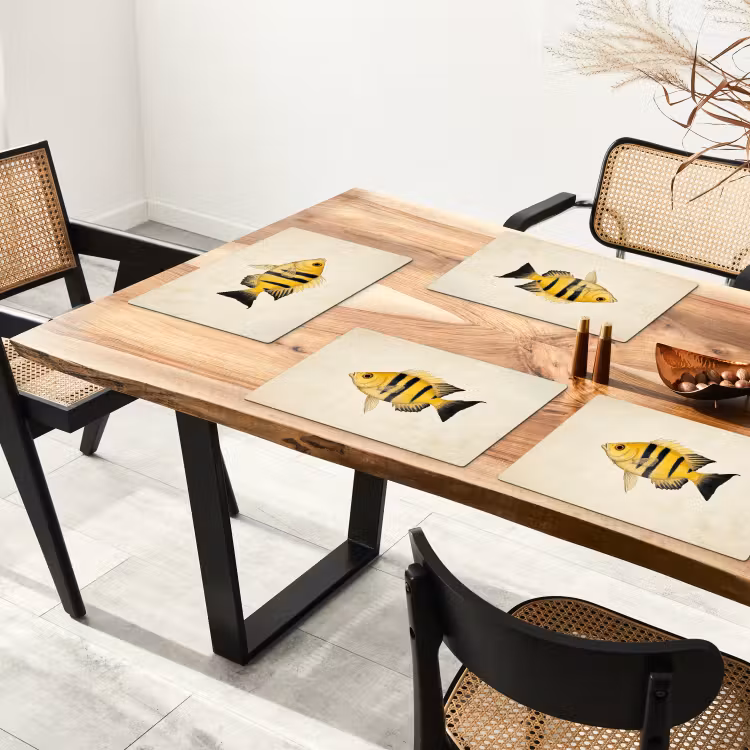Geel - Vis - Strepen - Tropisch Placemat vinyl groot -zzsfeer4_Kitchenyeah-website