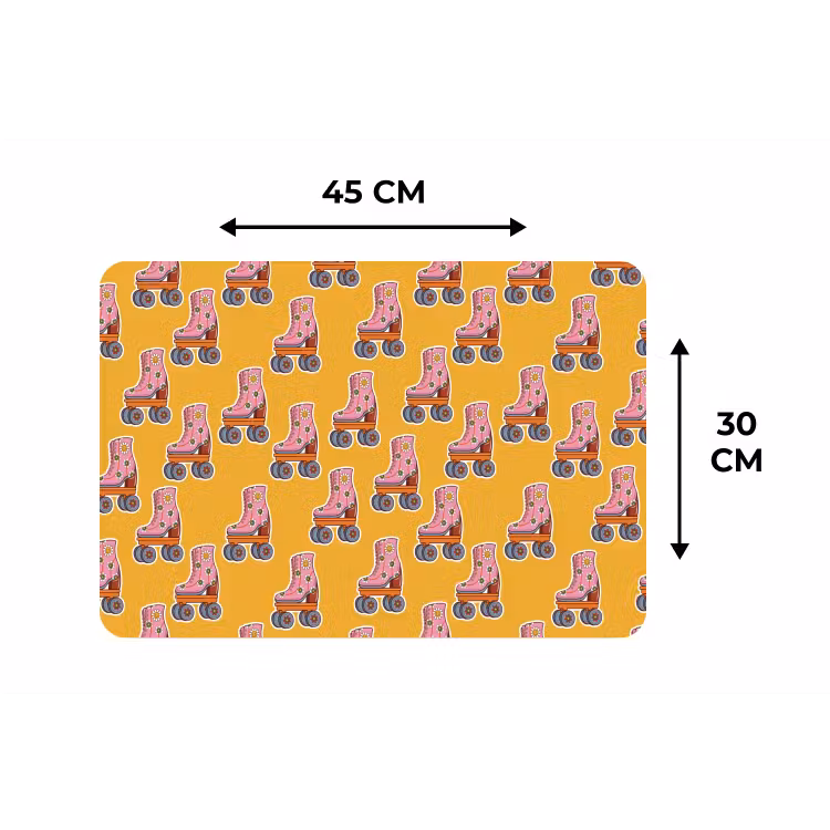 Geel - Rolschaatsen - Patroon Placemat vinyl groot 368 -specs