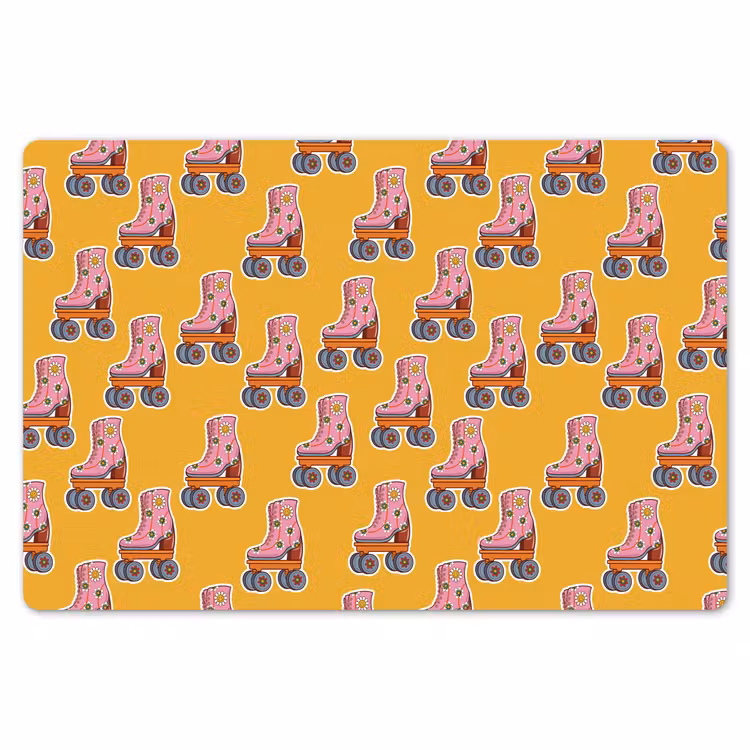Geel - Rolschaatsen - Patroon Placemat vinyl groot 368 -zzsfeer1_Kitchenyeah-website