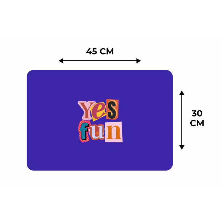 Yes fun - Kleurrijk - Collage-stijl Placemat vinyl groot -specs