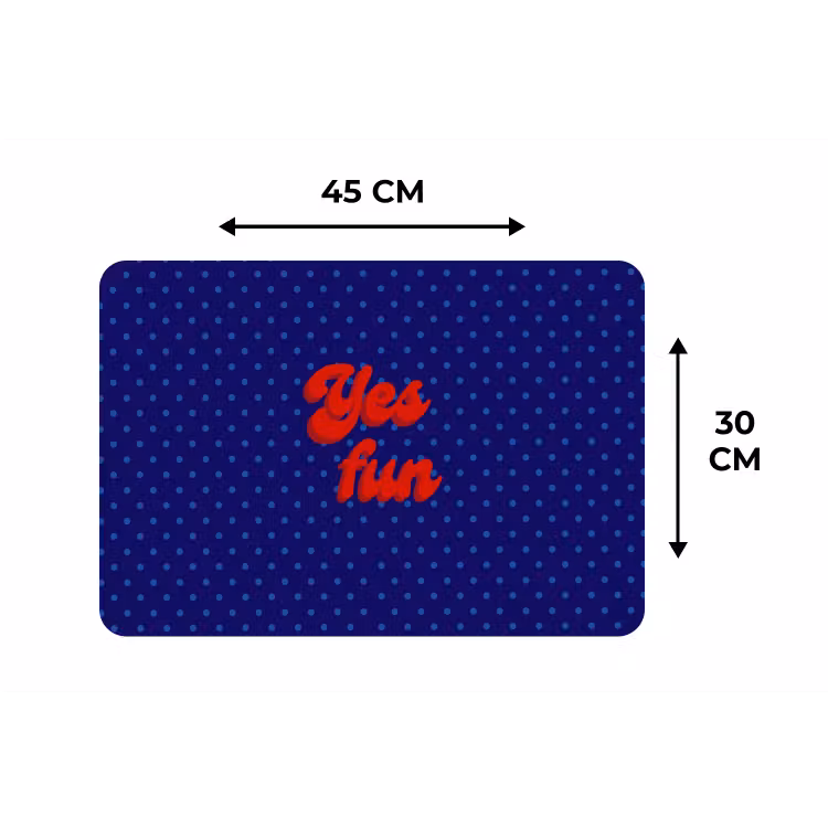 Yes fun - Rood - Blauw - Stippen Placemat vinyl groot -specs