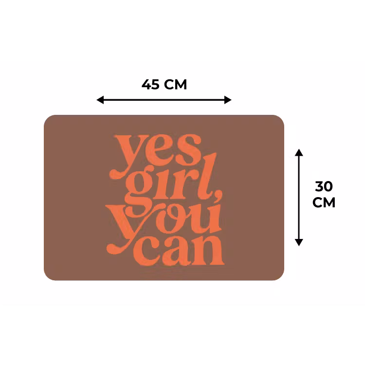 Yes girl you can - Oranje - Bruin Placemat vinyl groot -specs