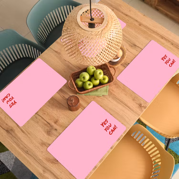 Yes you can do it - Rood - Roze Placemat vinyl groot -zzsfeer5_Kitchenyeah-website