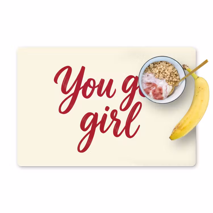 you go girl - Rood - Wit Placemat vinyl groot -zzzproduct_Kitchenyeah-website