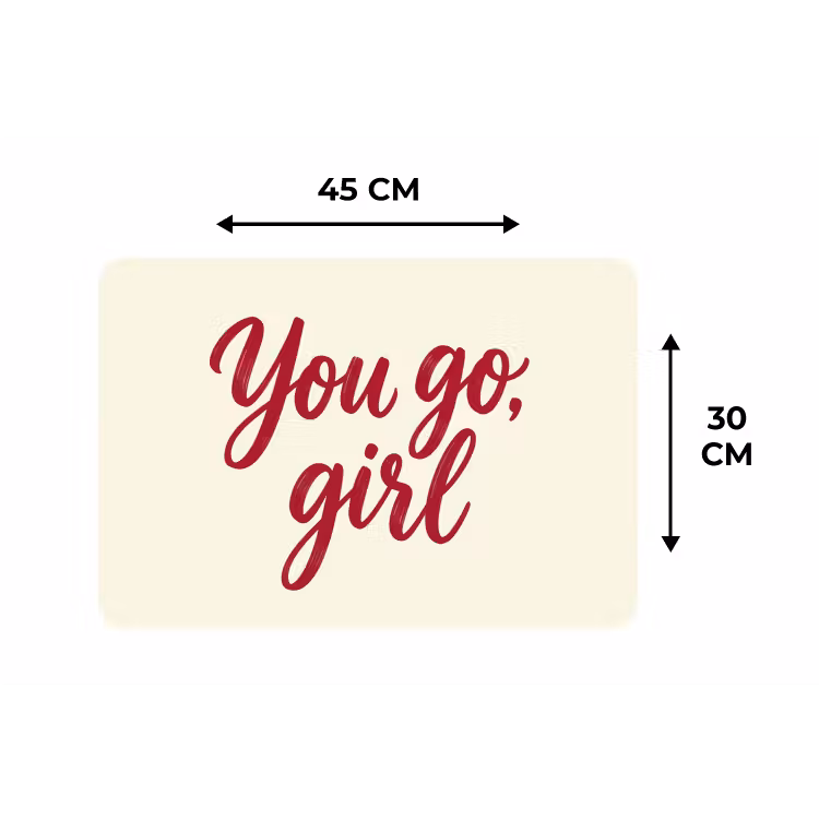 you go girl - Rood - Wit Placemat vinyl groot -specs