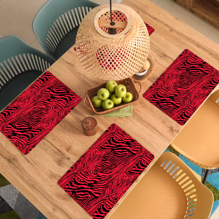 Zebra - Zwart - Roze - Neon Placemat vinyl groot 368 -zzsfeer5_Kitchenyeah-website