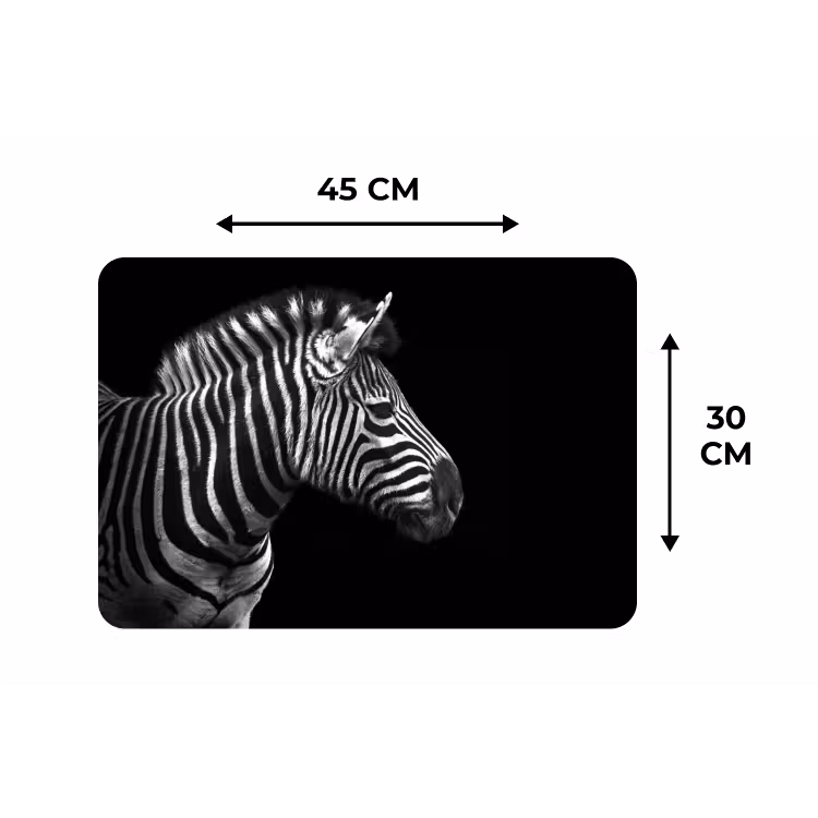 Zebra - Zwart - Wit - Portret - Dieren Placemat vinyl groot -specs