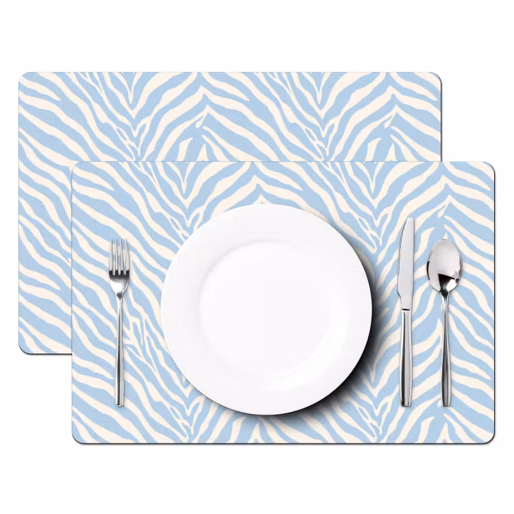 Zebra - Motief - Blauw - Wit Placemat vinyl groot 368 -zzsfeer2_Kitchenyeah-website