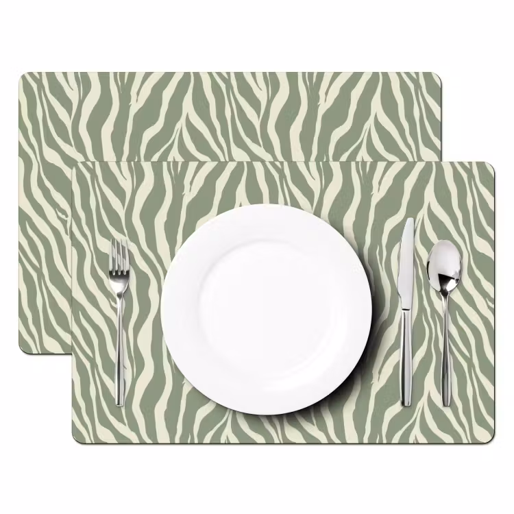 Zebra - Motief - Groen Placemat vinyl groot 368 -zzsfeer2_Kitchenyeah-website