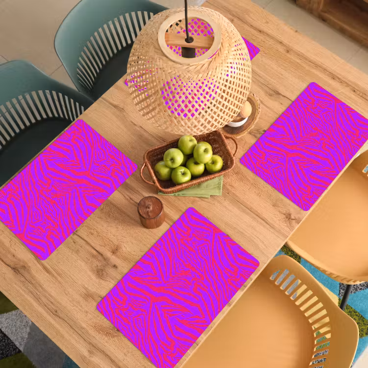 Zebra - Neon - Roze - Paars Placemat vinyl groot 368 -zzsfeer5_Kitchenyeah-website
