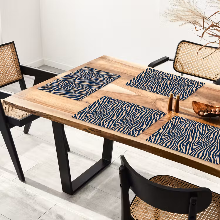 Zebra - Patroon - Blauw - Beige Placemat vinyl groot 368 -zzsfeer4_Kitchenyeah-website