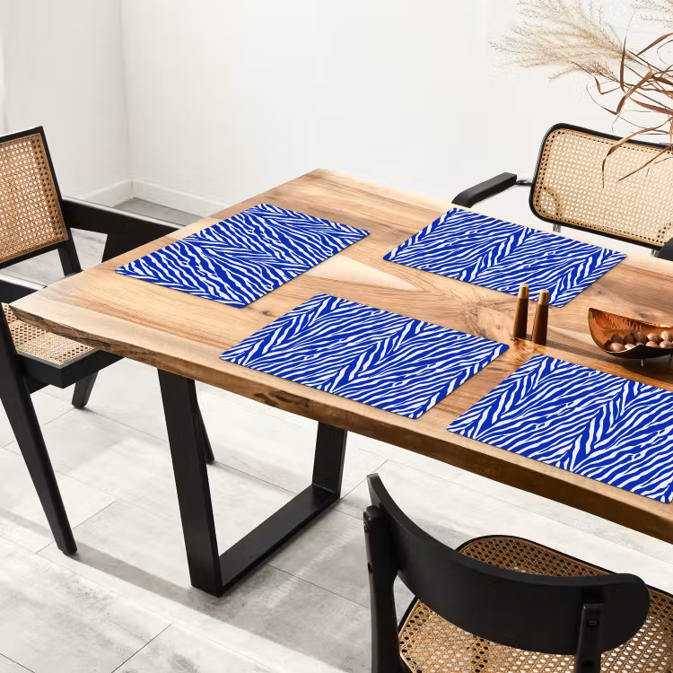 Zebra - Patroon - Kobalt - Blauw Placemat vinyl groot 368 -zzsfeer4_Kitchenyeah-website