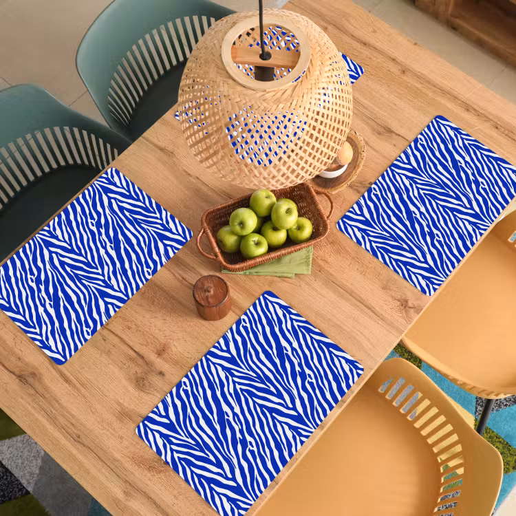 Zebra - Patroon - Kobalt - Blauw Placemat vinyl groot 368 -zzsfeer5_Kitchenyeah-website
