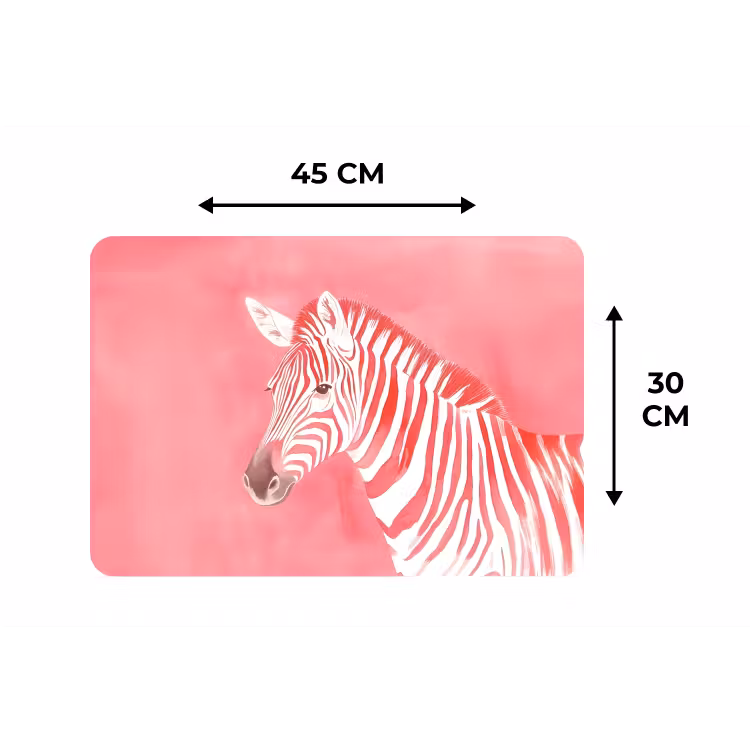 Zebra - Pink - Verf Placemat vinyl groot -specs