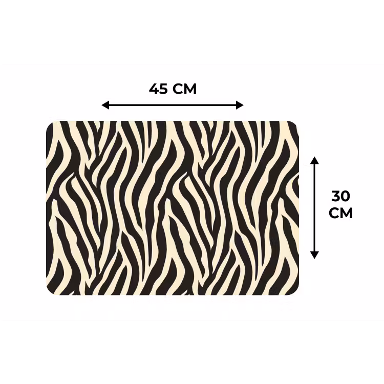 Zebra - Print - Klassiek - Zwart Placemat vinyl groot 368 -specs