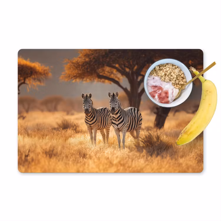Zebra's - Savannelandschap - Gras Placemat vinyl groot -zzzproduct_Kitchenyeah-website
