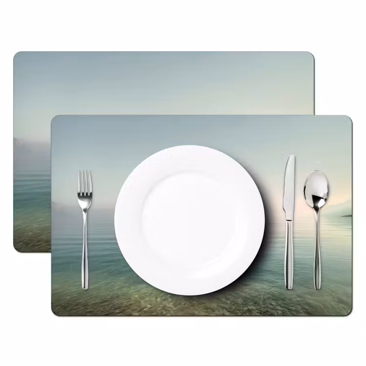 Zee - Horizon - Blauw - Mist Placemat vinyl groot -zzsfeer2_Kitchenyeah-website