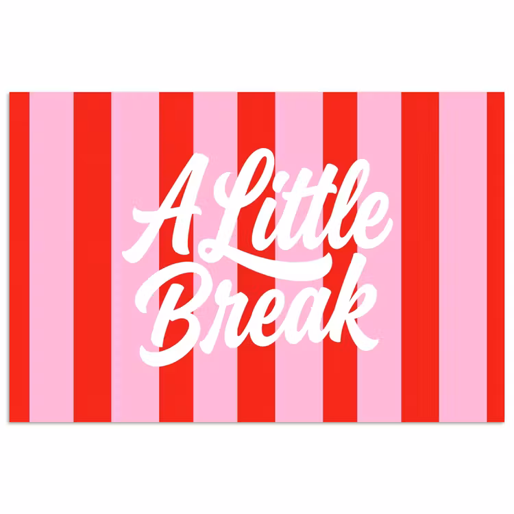 A Little Break - Strepen - Rood - Roze poster papier klein -3d