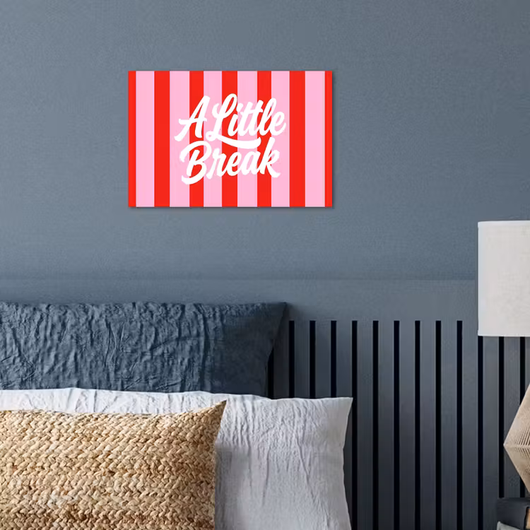 A Little Break - Strepen - Rood - Roze poster papier klein -sfeer2