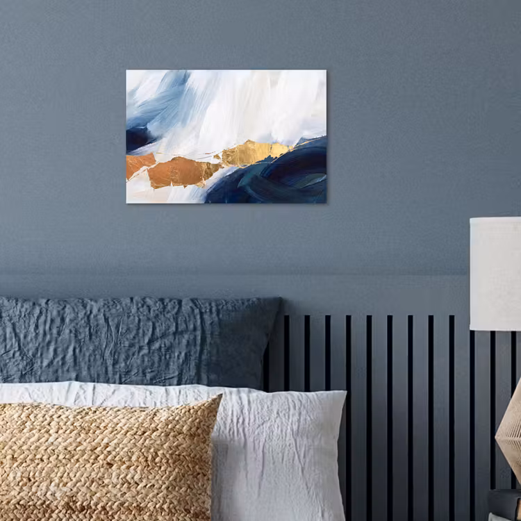 Abstract - Acryl - Blauw - Goud - Elegant poster papier klein -sfeer2